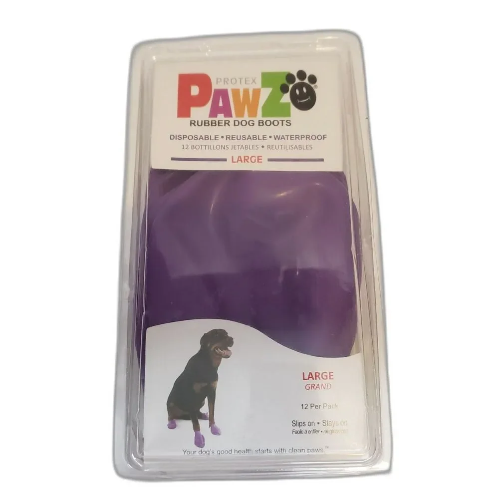 Protex Pawz Rubber Dog Boots Purple Size Large Partial Package One Set